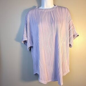 NWT Yesfashion Lavender Textured Pleated Top Women's Small Blouse Cottage core